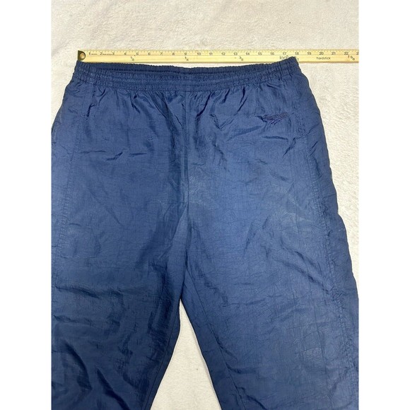 Vintage Reebok Men's Large Windbreaker Track Pants Lined Ankle Zip Navy Blue - Picture 4 of 8